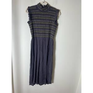 Sea New York Navy Midi Dress with Yellow Accents